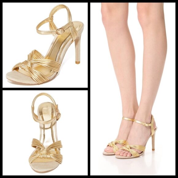 💕JOIE💕 Airlia Metallic Gold Heeled Strappy Sandals 39 NWOT - Picture 1 of 8